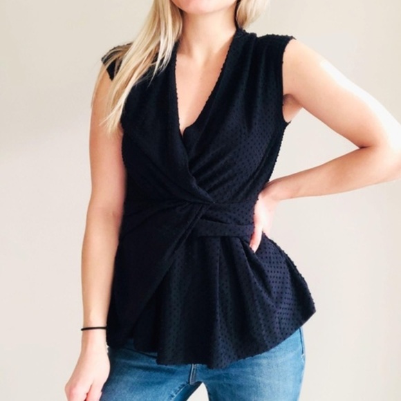 Anthropologie Deletta Swiss Dot Wrap Tank Top - Picture 2 of 9